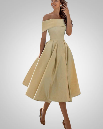 Blanka | Damska Elegancka Off Shoulder Sukienka Midi