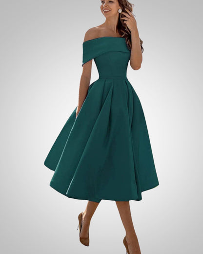 Blanka | Damska Elegancka Off Shoulder Sukienka Midi