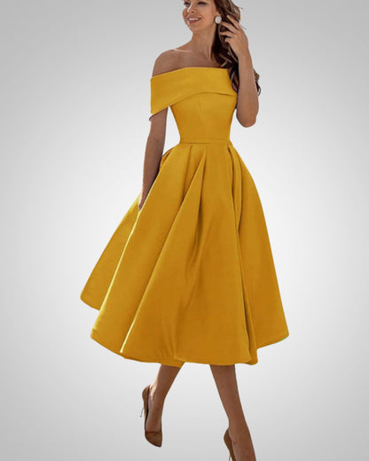 Blanka | Damska Elegancka Off Shoulder Sukienka Midi