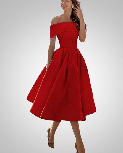 Blanka | Damska Elegancka Off Shoulder Sukienka Midi