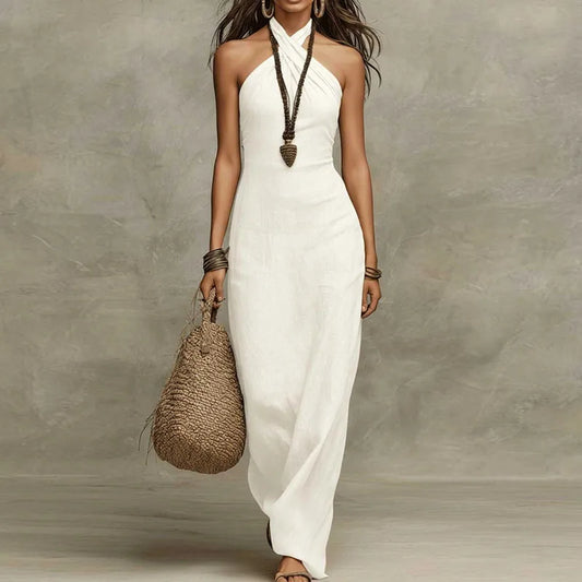 Eliza | Damskie Letnia Boho Sukienka Halterneck