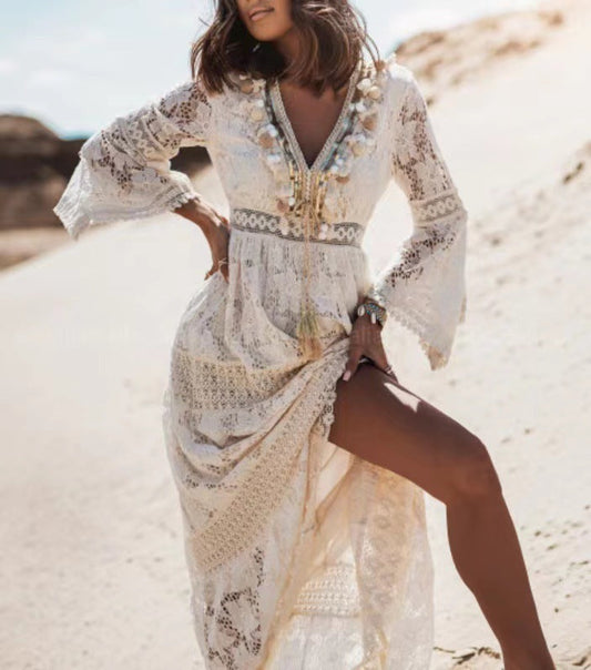 Lena | Damska Plaża Sukienka Maxi Boho