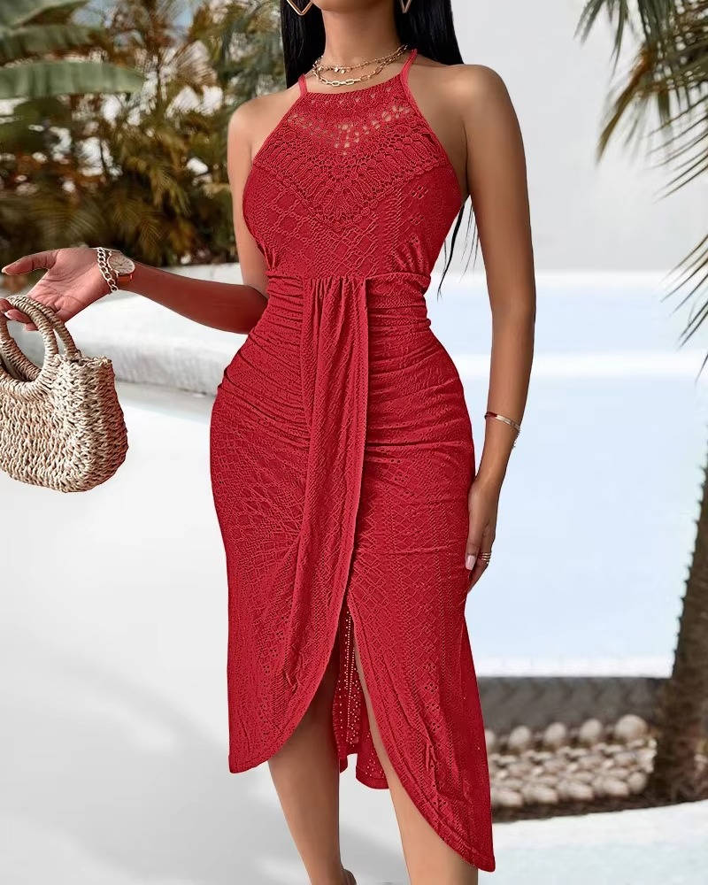 Laura | Damska Letnia Szyja Halter Sukienka Maxi