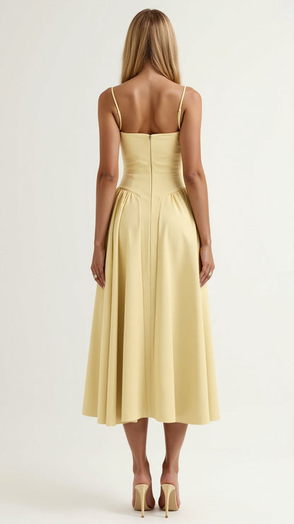 Cecylia | Damskie Elegancka Rozkloszowana Sukienka weselna midi typu gorset A-line