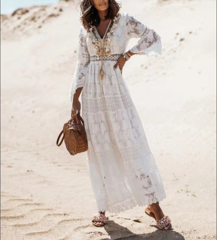 Lena | Damska Plaża Sukienka Maxi Boho